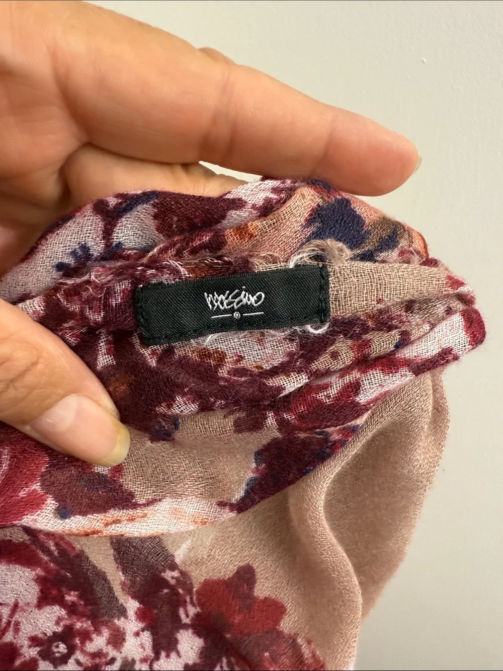 Mossimo Supply Co. Burgundy and Beige Floral Sheer Scarf/Shawl
